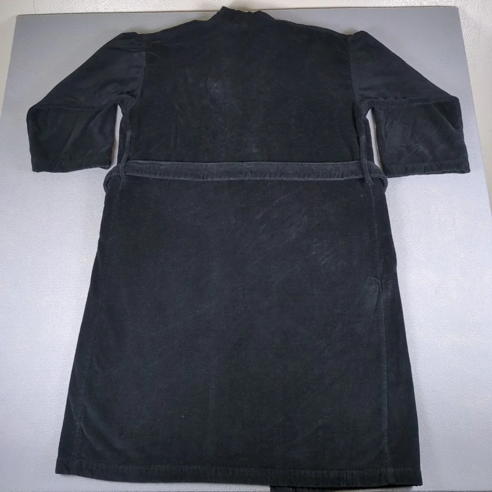 VTG Polo Ralph Lauren Robe Mens One Size Black Kimono Loungewear French Terry